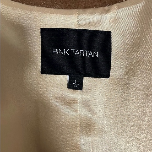 PINK TARTAN NWOT Double-Breasted Brown Trench Coat Lined, Size L - Picture 11 of 11